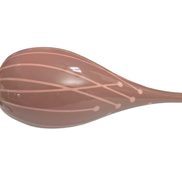 Vintage MCM Ceramic Teardrop Vase with Mod Botanical Design, 12x5 Mauve and Pink - Picture 4 of 11